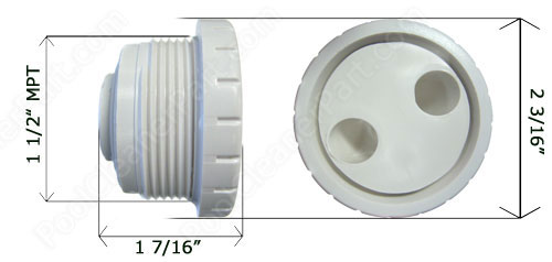 Waterway Pool Spa Pulsator Fitting White 1 1/2 inch MPT 212-9170 